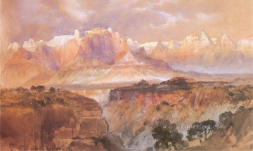 リオ・バージンの断崖 南ユタ州ロッキー山脈学校 トーマス・モラン Oil Paintings